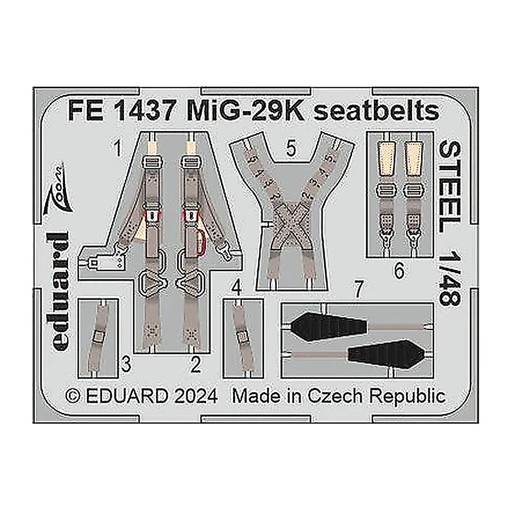 eduard fe1437 1 48 mig 29k seatbelts steel 1 48