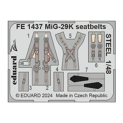 eduard fe1437 1 48 mig 29k seatbelts steel 1 48