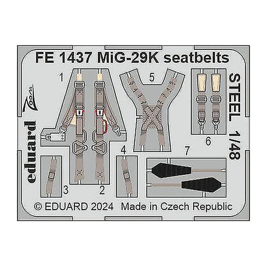 eduard fe1437 1 48 mig 29k seatbelts steel 1 48