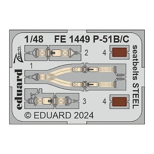 eduard fe1449 1 48 p 51b c seatbelts steel 1 48