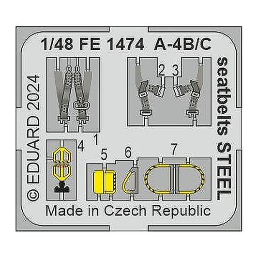 eduard fe1474 1 48 a 4b c seatbelts steel zoom set for hasegawa