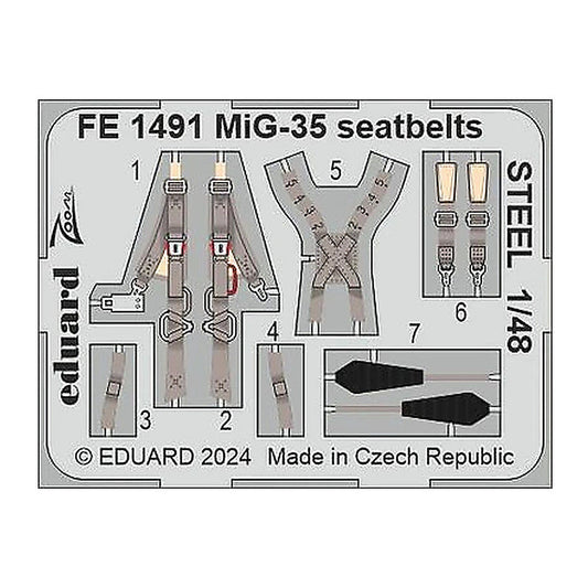 eduard fe1491 1 48 mig 35 seatbelts steel zoom set for hobby boss