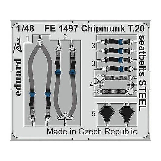 eduard fe1497 1 48 chipmunk t 20 seatbelts steel zoom set for airfix
