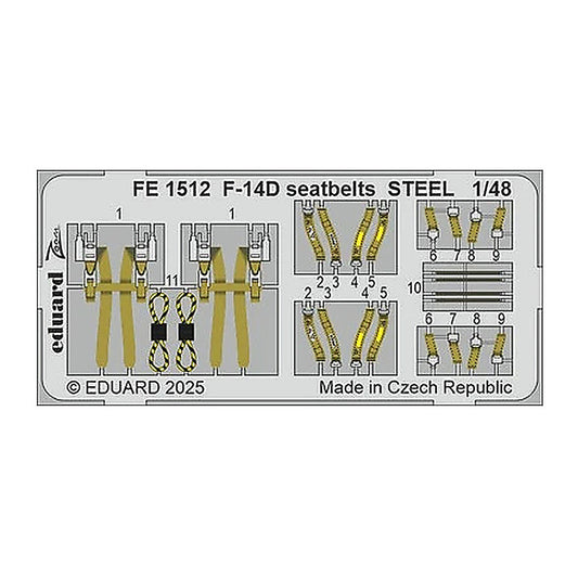 eduard fe1512 1 48 f 14d seatbelts steel zoom set for great wall hobby