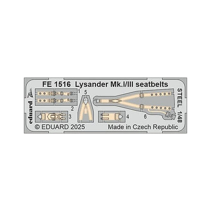 eduard fe1516 1 48 lysander mk i iii seatbelts steel zoom set for