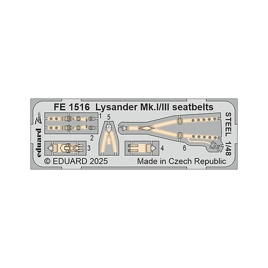 eduard fe1516 1 48 lysander mk i iii seatbelts steel zoom set for