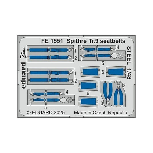 eduard fe1551 1 48 spitfire tr 9 seatbelts steel