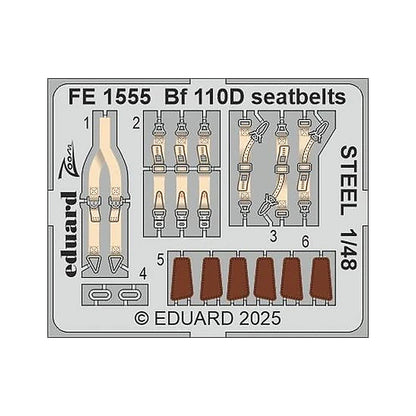 eduard fe1555 1 48 bf 110d seatbelts steel