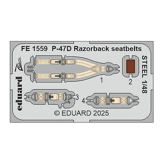eduard fe1559 1 48 p 47d razorback seatbelts steel zoom set for