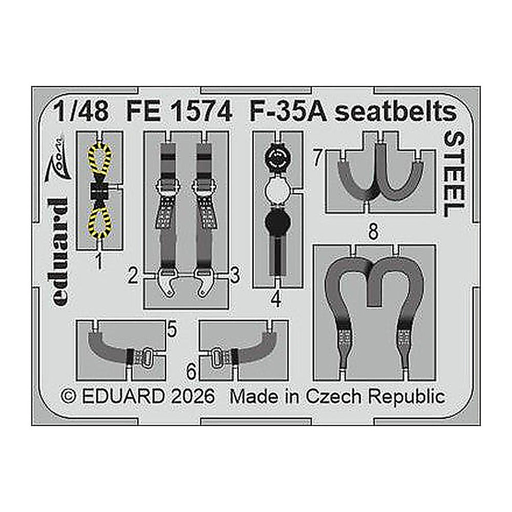 eduard fe1574 1 48 zoom set f 35a seatbelts steel for italeri