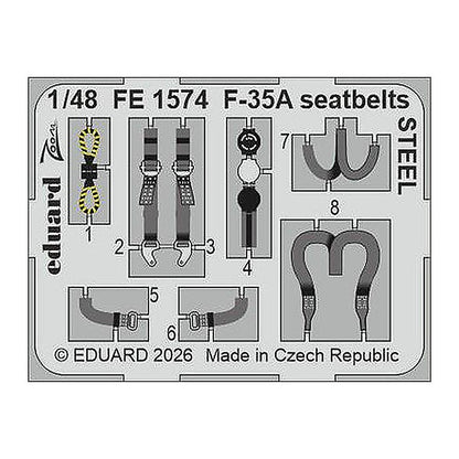 eduard fe1574 1 48 zoom set f 35a seatbelts steel for italeri