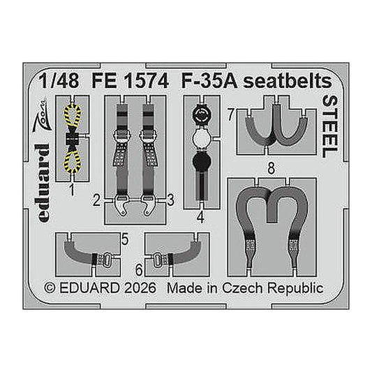eduard fe1574 1 48 zoom set f 35a seatbelts steel for italeri