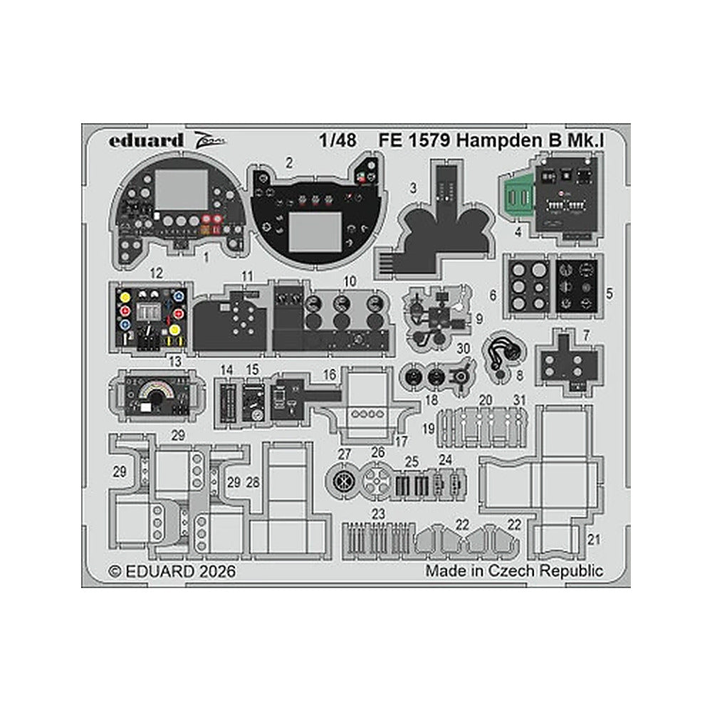 eduard fe1579 1 48 zoom set hampden b mk i for icm zoom photo etch set