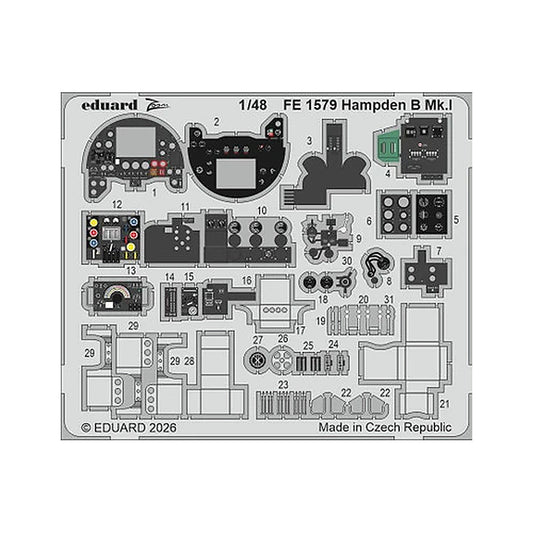 eduard fe1579 1 48 zoom set hampden b mk i for icm zoom photo etch set