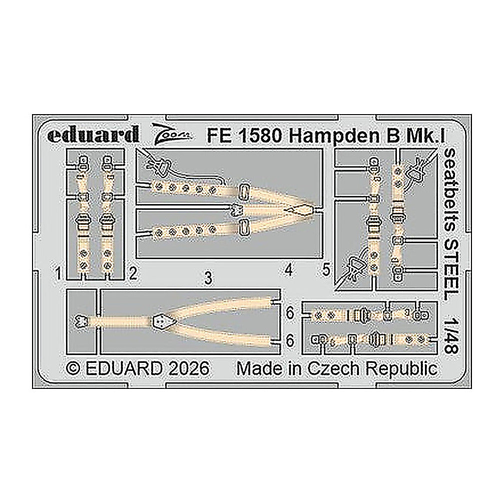 eduard fe1580 1 48 zoom set hampden b mk i seatbelts steel for icm