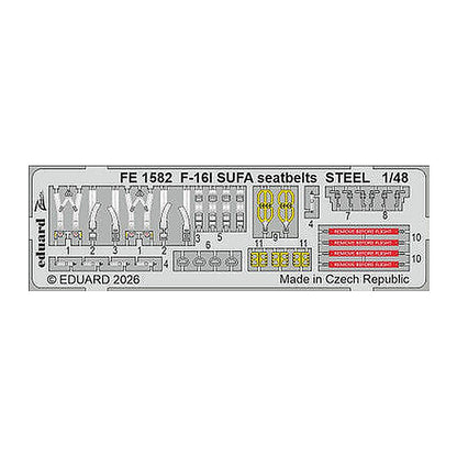 eduard fe1582 1 48 zoom set f 16i sufa seatbelts steel for great wall