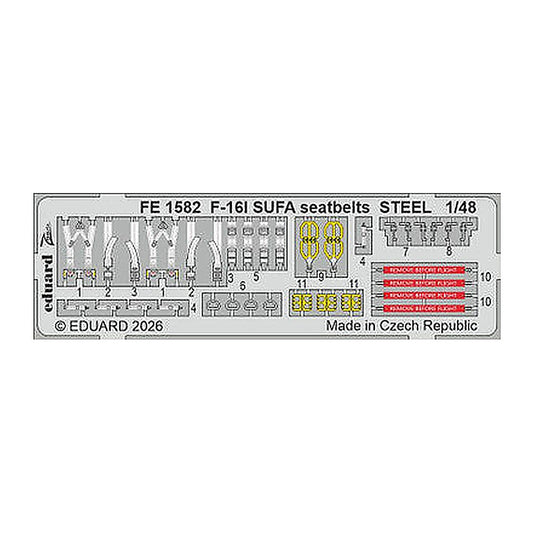eduard fe1582 1 48 zoom set f 16i sufa seatbelts steel for great wall