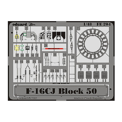 eduard fe204 1 48 f 16cj fighting falcon block 50 photo etch for