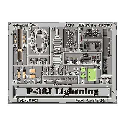 eduard fe208 1 48 p 38j photo etch interior detail set for hasegawa