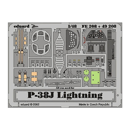 eduard fe208 1 48 p 38j photo etch interior detail set for hasegawa