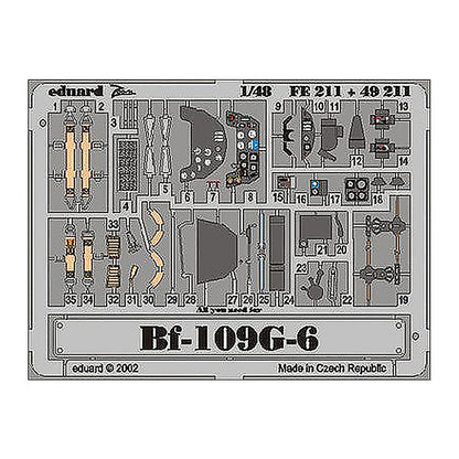 eduard fe211 1 48 bf 109g 6 for hasegawa photo etch detail set