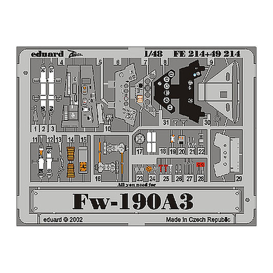 eduard fe214 1 48 fw 190a 3 for tamiya photo etch detail set
