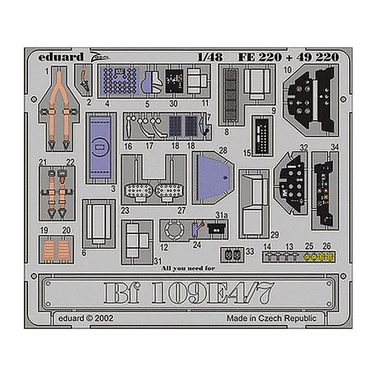 eduard fe220 1 48 bf 109e 4 7 for tamiya photo etch detail set