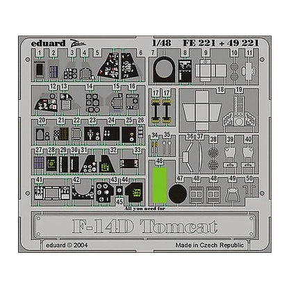 eduard fe221 1 48 f 14d photo etch interior detail set for hasegawa