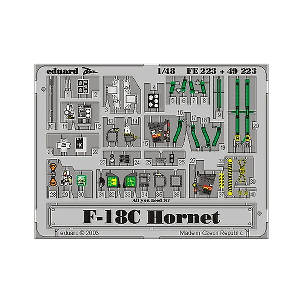 eduard fe223 1 48 f 18c photo etch interior detail set for hasegawa