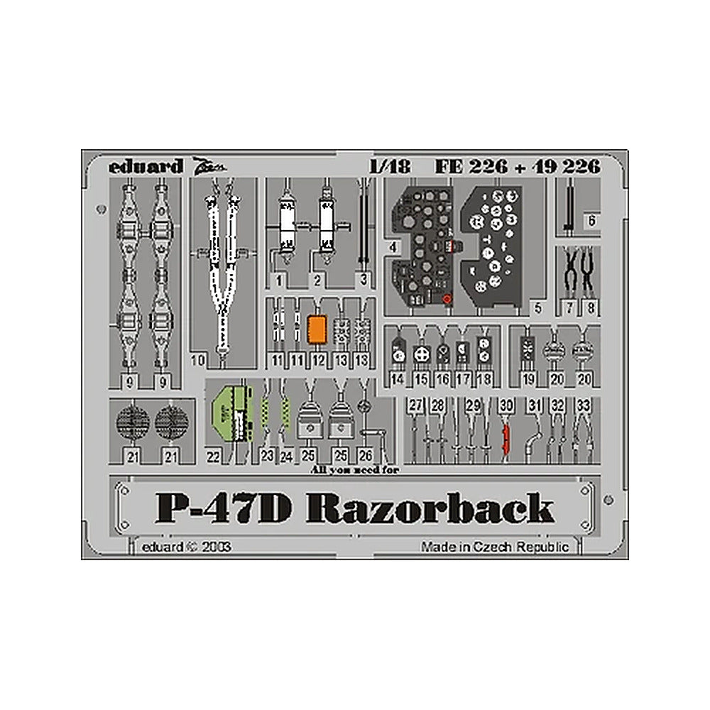 eduard fe226 1 48 p 47d 20 photo etch interior detail set for tamiya