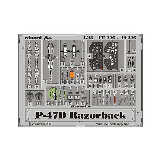 eduard fe226 1 48 p 47d 20 photo etch interior detail set for tamiya
