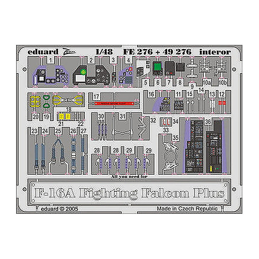 eduard fe276 1 48 f 16a fighting falcon plus interior for hasegawa