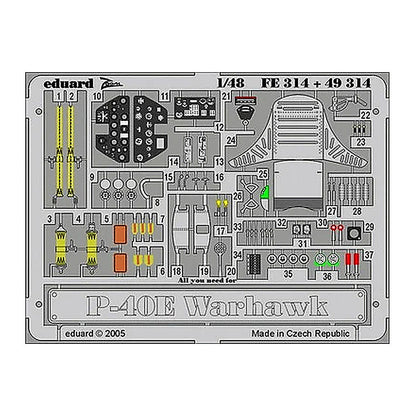 eduard fe314 1 48 p 40e photo etch interior detail set for hasegawa