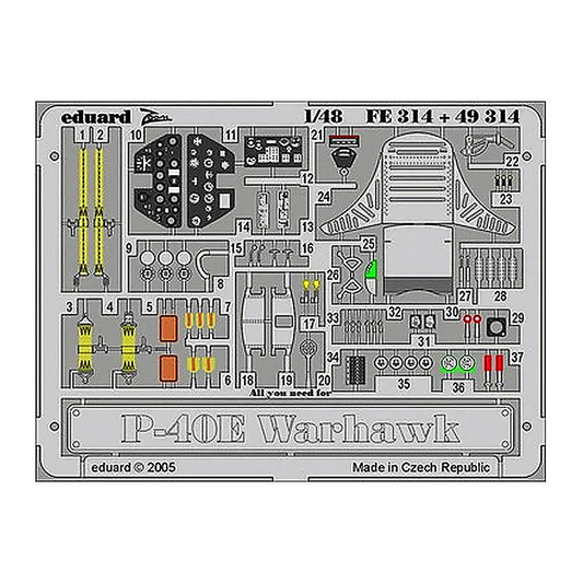 eduard fe314 1 48 p 40e photo etch interior detail set for hasegawa