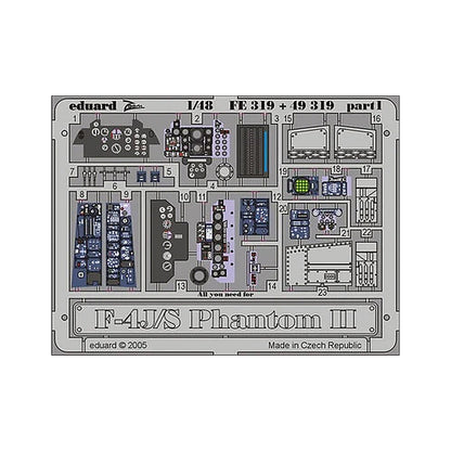 eduard fe319 1 48 f 4j s phantom ii photo etch for hasegawa