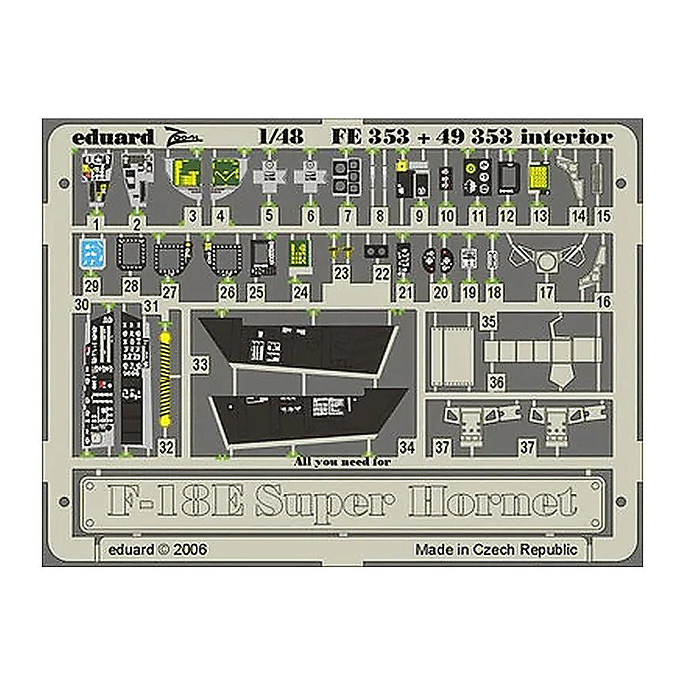 eduard fe353 1 48 f 18e super hornet interior photo etch for hasegawa