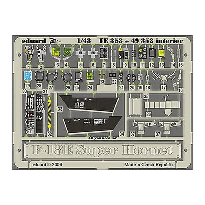 eduard fe353 1 48 f 18e super hornet interior photo etch for hasegawa