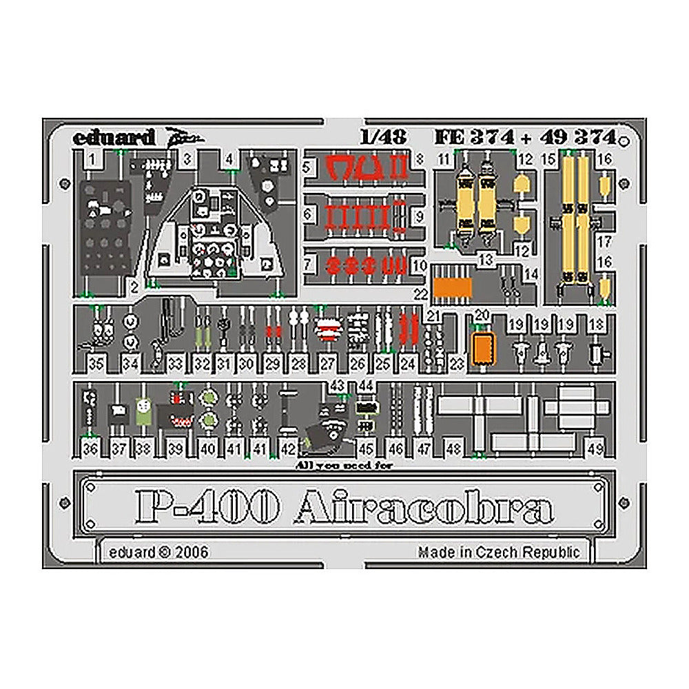 eduard fe374 1 48 p 39 p 400 airacobra photo etch for hasegawa