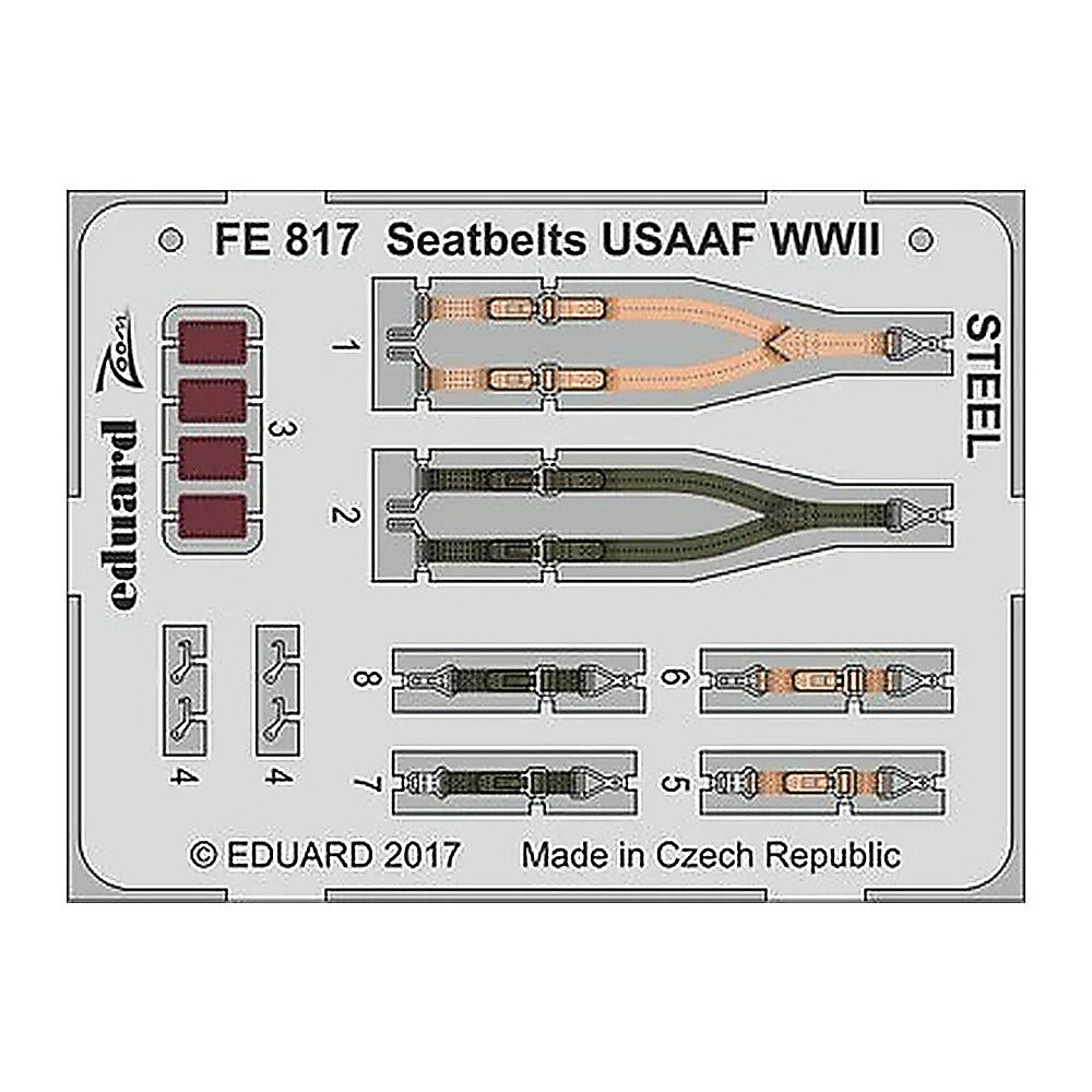 eduard fe817 1 48 seatbelts usaaf wwii steel photo etch