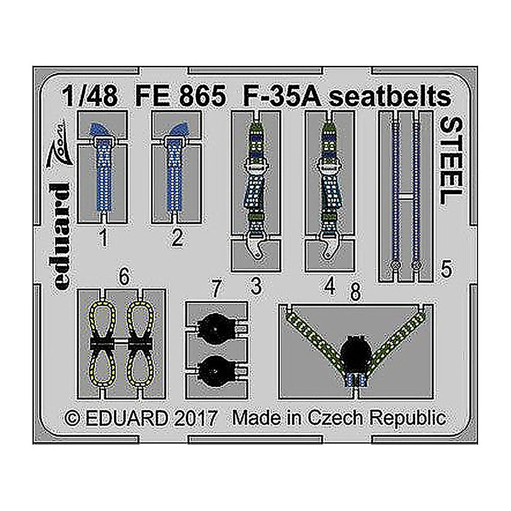 eduard fe865 1 48 f 35a seatbelts steel photo etch interior detail set
