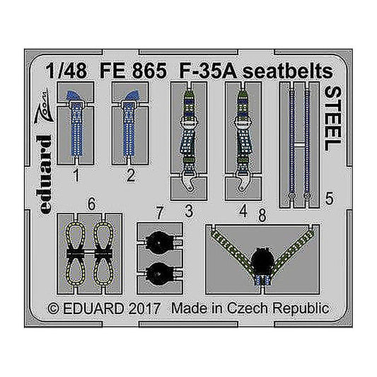 eduard fe865 1 48 f 35a seatbelts steel photo etch interior detail set