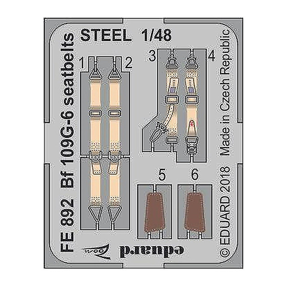 eduard fe892 1 48 bf 109g 6 seatbelts steel for tamiya