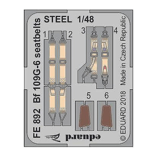 eduard fe892 1 48 bf 109g 6 seatbelts steel for tamiya