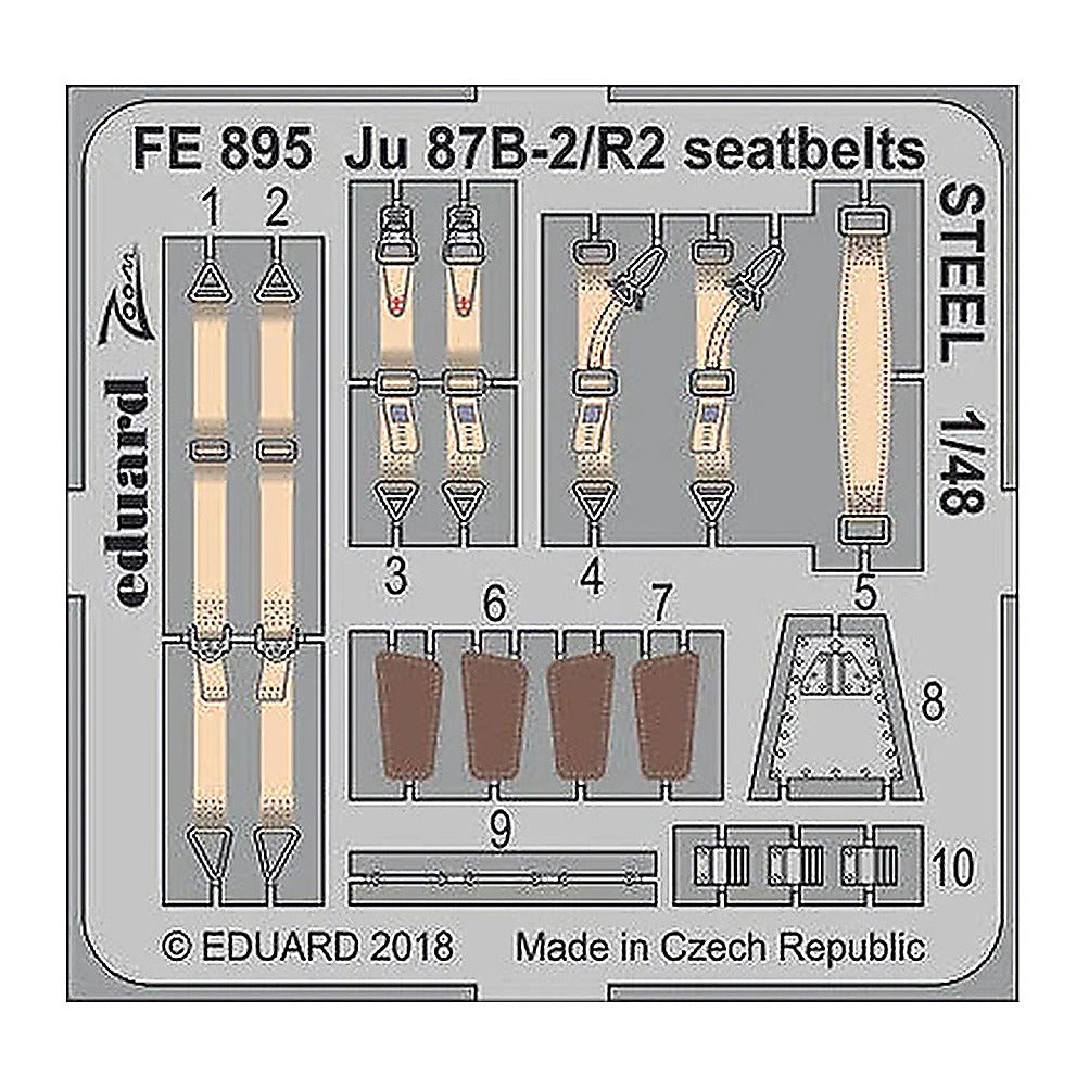 eduard fe895 1 48 ju 87b 2 r2 seatbelts steel for airfix