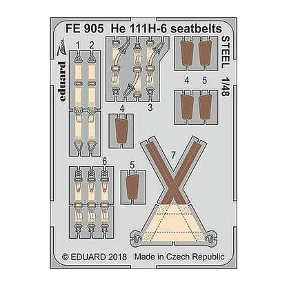 eduard fe905 1 48 he 111h 6 seatbelts steel for icm