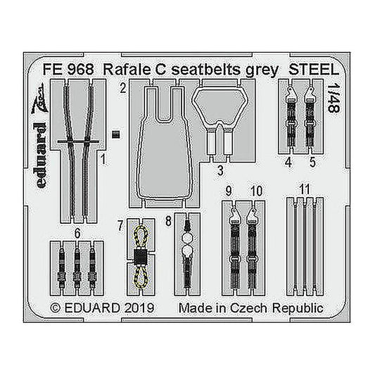 eduard fe968 1 48 rafale c seatbelts grey steel for revell
