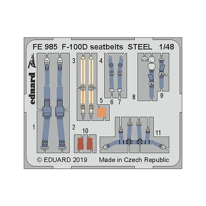 eduard fe985 1 48 f 100d seatbelts steel photo etch for trumpeter