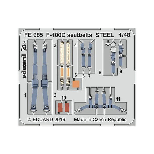 eduard fe985 1 48 f 100d seatbelts steel photo etch for trumpeter
