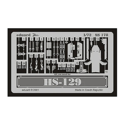 eduard ss178 1 72 hs 129 for italeri photo etch detail set