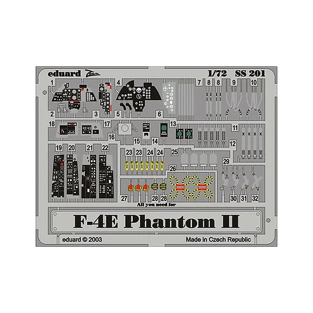 eduard ss201 1 72 f 4e phantom ii photo etch interior detail set